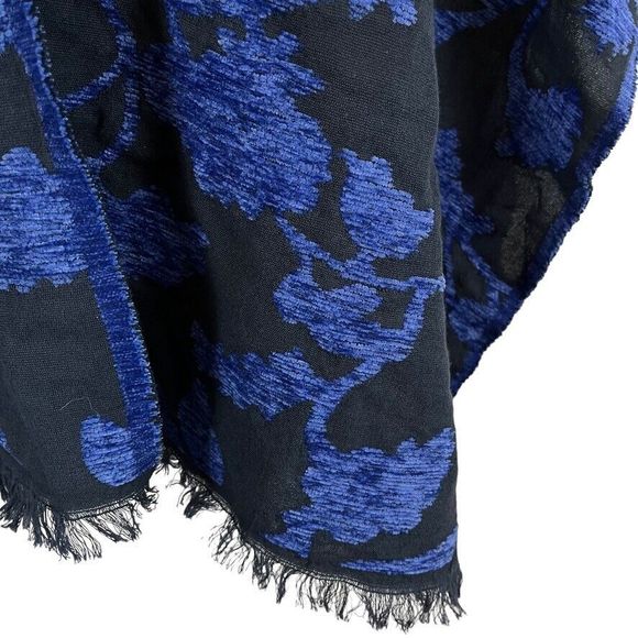 Chicos Womens Floral Chenille Jacquard Ruana Wrap Poncho Kimono Blue One Size - Picture 5 of 15